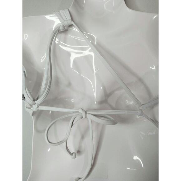 Onia Demi One-Shoulder Bikini Top White Ribbed Strappy Beach Coastal Estimated S - Picture 6 of 11